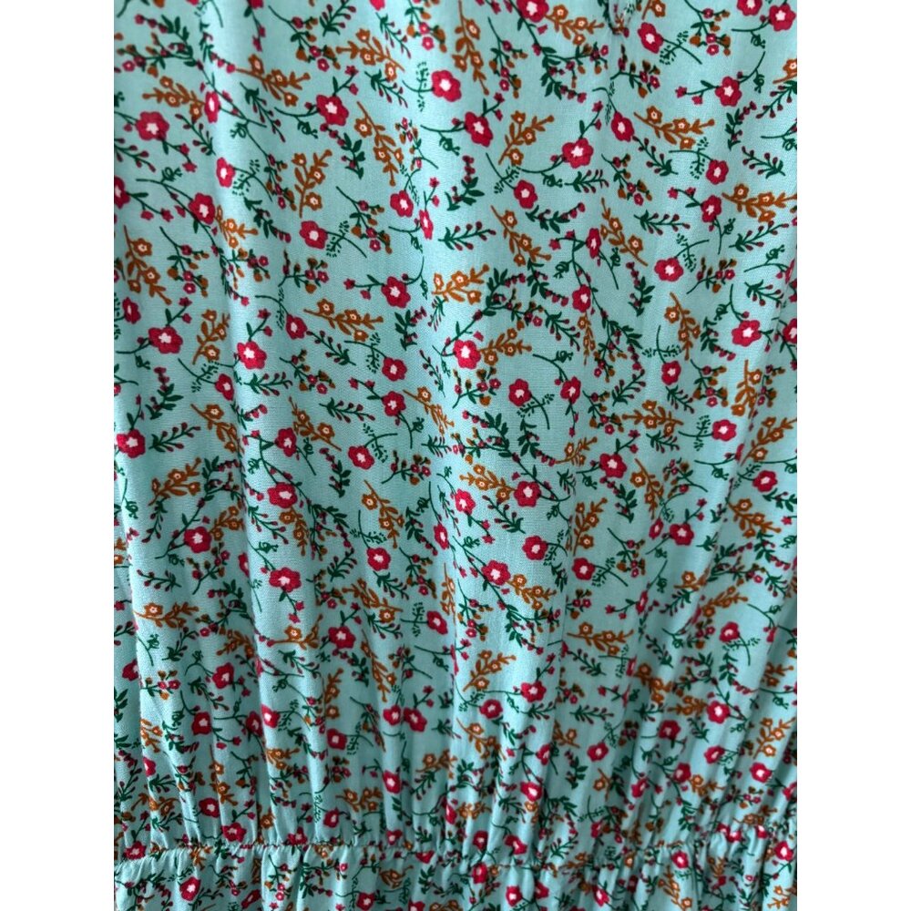 Floral Dress L Tiered Pockets Midi Puff Sleeve Cottagecore Casual Boho Fairycore - Picture 8 of 10